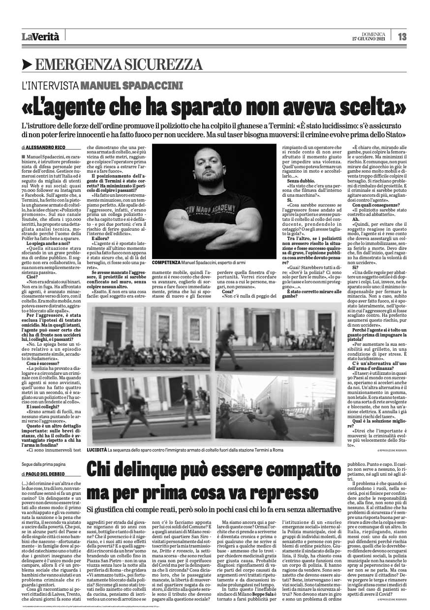 Manuel Spadaccini intervistato per il quotidiano "La Verità"